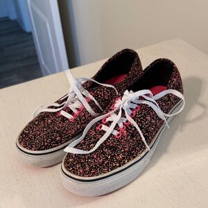 Vans Women’s Authentic Neon Paint Splatter / Black and Pink/ Size 9 (W); 7.5 (M)